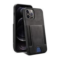 Imagem de Estojo de proteção contra quedas de couro confortável para iphone 13 12 11 Pro Max 13 pro Cartão Bolso Carteira Capa protetora, preta, para iPhone14 plus