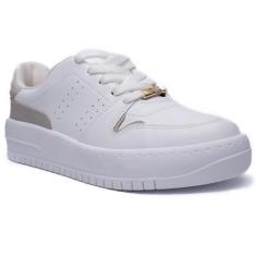 Imagem de Tênis Vizzano Camurça Perfuros Feminino - Branco e Bege - 40-Feminino