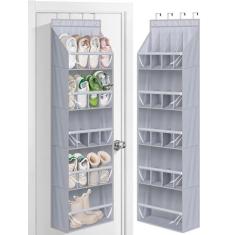 Imagem de MISSLO 20 pares de organizador de sapatos sobre a porta para armário estreito pendurado sapateira para cabide de porta de bolso profundo para armazenamento de sapatos para botas, tênis tamanho 13,