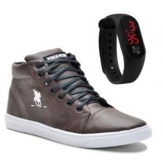 Imagem de Kit Tênis Casual Confortável Masculino Com Um Relógio Digital Elegante-Masculino