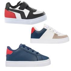 Imagem de Combo Infantil 3 Pares Tenis Casual Menino  Funfy Kids 01, Vermelho, 2