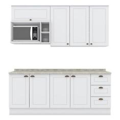 Imagem de Cozinha Completa Americana 5 Peças com Aéreo Micro-ondas Branco e Tamp