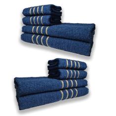 Imagem de 2 Jogos De 4 Toalhas 4 Banho 4 Rosto Montreal 100% Algodão Azul