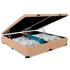 Imagem de Cama Box Baú Queen Bipartido Sintético Sereneprime Bege 158x198x44