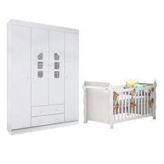 Imagem de Berço Americano Lara E Guarda Roupa Infantil Lívia Branco Brilho  Phoe