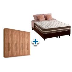 Imagem de Cama Box Casal + Colchão Classic + Guarda Roupa Master Vip 8.4 Atacama-Jatobá