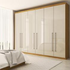 Imagem de Guarda-Roupa Casal Luxe 2,70 Metros 6 Portas 6 Gavetas Cinamomo/Off Wh