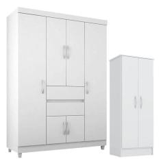 Imagem de Guarda Roupa Infantil Ecom 2 E Armário Multiuso Viena Branco Brilho