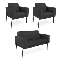 Imagem de Sofá Namoradeira e 2 Poltronas Pé de Ferro Preto Marisa Corino D03 - D`Rossi