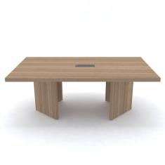Imagem de Mesa De Reunião Com Caixa De Tomada Retangular 200 X 120 Cm Pé Painel Pe50 Em Mdp Noce Naturalle