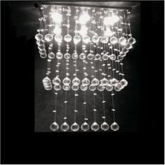 Imagem de Lustre De Cristal P/ Sala De Jantar, Estar,Quarto Com 50Cm De Altura, Base De Inox Espelhada 22X50cm