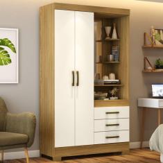 Imagem de Guarda Roupa Solteiro 2 Portas 3 Gavetas Pequin Briz Marrom/Off White