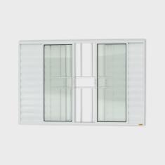 Imagem de Janela Janela Veneziana Confort 6 Folhas com Grade Vidro Liso 100cm x 100cm Brimak