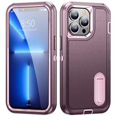 Imagem de Capa de defesa à prova de choque de armadura pesada para iphone 13 pro max 12 pro 11 pro max suporte de metal proteção de grau militar capa traseira, fúcsia, rosa, para iphone 13 mini