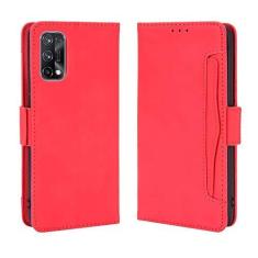 Imagem de Capa com compartimento para cartão para Oppo Realme X7 Pro, capa flip carteira com suporte de couro para Oppo Realme X7 Pro, capa magnética retrô para celular, capa carteira com compartimentos para