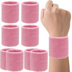 Imagem de IMAGERIO Pacote com 8 faixas de pulso de tênis, faixas absorventes de suor para homens e mulheres, faixas de suor de algodão respirável para malhar, futebol, basquete, corrida, esportes atléticos -