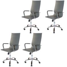 Imagem de Kit 4 Cadeiras Presidente Charles Eames Esteirinha Couro Pu 11P - Atac