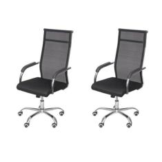 Imagem de Kit 2 Cadeiras para Escritorio Presidente Alta Roma 3312 Preto