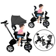 Imagem de Triciclo Empurrador Infantil Com Capota Cestinha E Pedal 2X1 - Importw