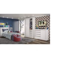Imagem de Quarto de Solteiro Completo Luiza com Guarda Roupa 2 Portas, Cômoda e Cama Espresso Móveis