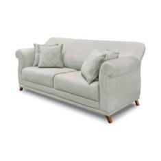 Imagem de Sofá 3 Lugares Pé De Madeira Julieta 200 Cm Veludo S04 - D'rossi Cor P