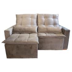 Imagem de Sofá Retrátil Suzy Sala 2,30cm Suede Cinza Camurça - Novo Encanto