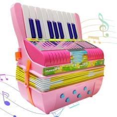 Imagem de Instrumentos musicais de acordeão infantil, acordeão de botão para crianças | Acordeão Brinquedo 6Bass 17Keys Botão Acordeão - Brinquedo educacional leve, instrumento musical pré-escolar bonito para i