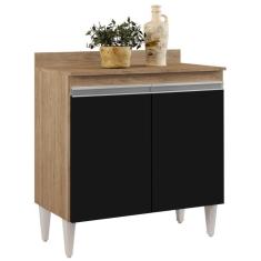 Imagem de Balcão Gabinete 80cm 2 Portas Hawai Castanho cinza