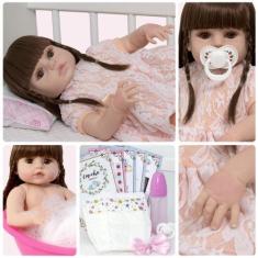 Imagem de Boneca Reborn Realista 100% Silicone Gatinha Envio Imediato - Cegonha
