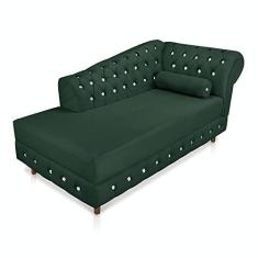 Imagem de Divã Chesterfield 165 cm Capitonado com Strass Suede Verde - D'Rossi