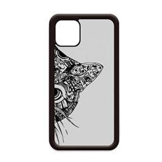 Imagem de Capa de desenho de linha com cabeça de gato preta para iPhone 12 Pro Max para Apple Mini Mobile Case Shell