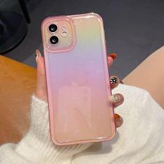 Imagem de Capa de telefone de silicone arco-íris macio para iPhone 11 12 13 14 Pro Max X Xs Max XR Tampa traseira transparente, rosa, para iPhone 12Pro Max
