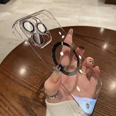 Imagem de Capa luxuosa transparente ultrafina sem moldura para iPhone 15 14 13 12 Pro Max Capa magnética de carregamento sem fio para telefone, transparente, para iPhone 13Pro Max