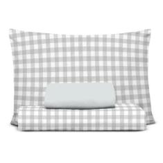 Imagem de Jogo Cama Solteiro Malha Soft Algodao Egipcio Vichy Cinza