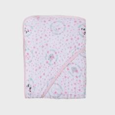 Imagem de Toalha De Banho para Bebê Fralda Soft Especial Capuz Papi Amiguinhas Rosa