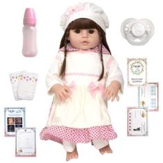 Imagem de Bebê Reborn Boneca Menina Realista Grande Fofa 13 Acessórios - Cegonha