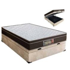 Imagem de Cama Box casal com baú + Colchão Molas Bonnel 1,38 x 1,88 x 24 cm