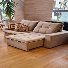 Imagem de Sofá Retrátil E Reclinável 4 Lugares Com Molas 2,30M Safira Veludo - E