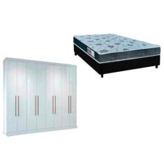 Imagem de Cama Box Casal + Colchão D45 Cecina + Guarda Roupa Master Vip 8.4 Bran