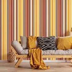 Imagem de Papel de Parede Listrado Cores Quentes para Sala 57x270cm