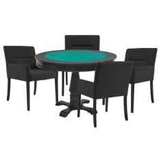Imagem de Mesa de Jogos Carteado Redonda Victoria Tampo Reversível  com 4 Cadeiras Vicenza  Fosco - Gran Belo