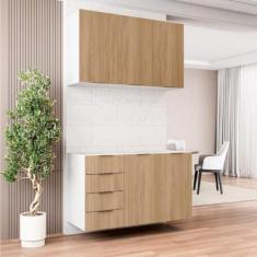 Imagem de Cozinha Modulada 2 Peças sem Tampo 1 Aéreo 3 Portas e 1 Balcão Pia Ipanema Cabecasa Madeiramadeira Amadeirado
