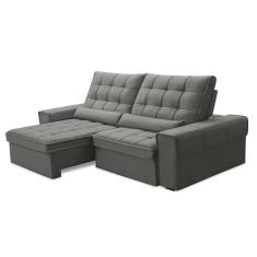 Imagem de Sofá 4 Lugares Retrátil e Reclinável Alasca Veludo Prata