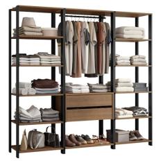 Imagem de Guarda-roupa Closet Modulado Valencia 2 Gavetas 188cm Rustic/preto Madesa 01
