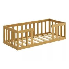 Imagem de Cama Infantil Montessoriane Com Grade Nogueira