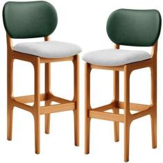 Imagem de Kit 2 Banquetas Alta Bar Cozinha Sala Jantar Betta L02 Imbuia Facto Ve