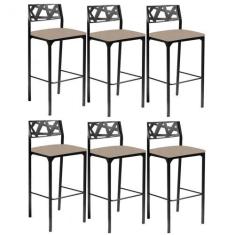 Imagem de Kit 6 banquetas Eliza Gourmet suede bege-Gat Magazine