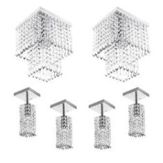 Imagem de Kit 4 Lustre Clearcrillic Quad. + 2 Marrycrilic Cristal Acr