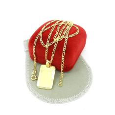 Imagem de Corrente Masculina 50Cm 2Mm Placa 25Mm Folheada Ouro Cr1432