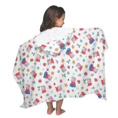 Imagem de Toalha de banho grande infantil  peppa com capuz - lepper, PEPPA PIG R
